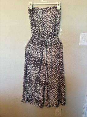 Blue Life Women’s Strapless Wide Leg Jumpsuit Purple And White Size XS